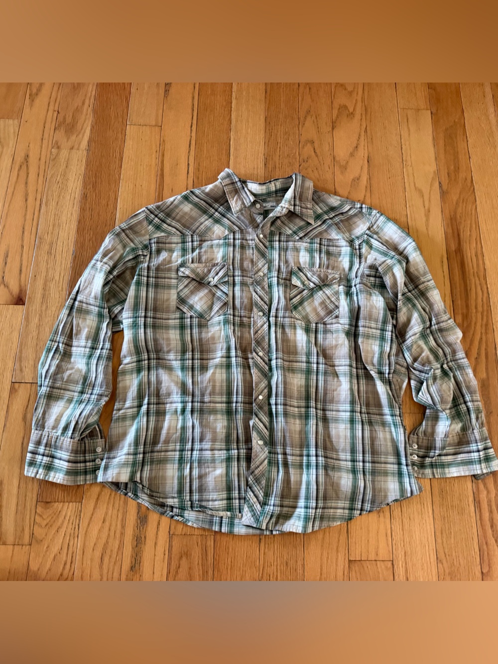 Vintage Wrangler Western Shirt Plaid Western Pearl Snap Cowboy Retro No Size Tag